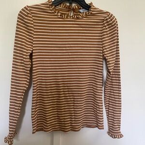 Croft & Barrow Brown and White Striped Blouse